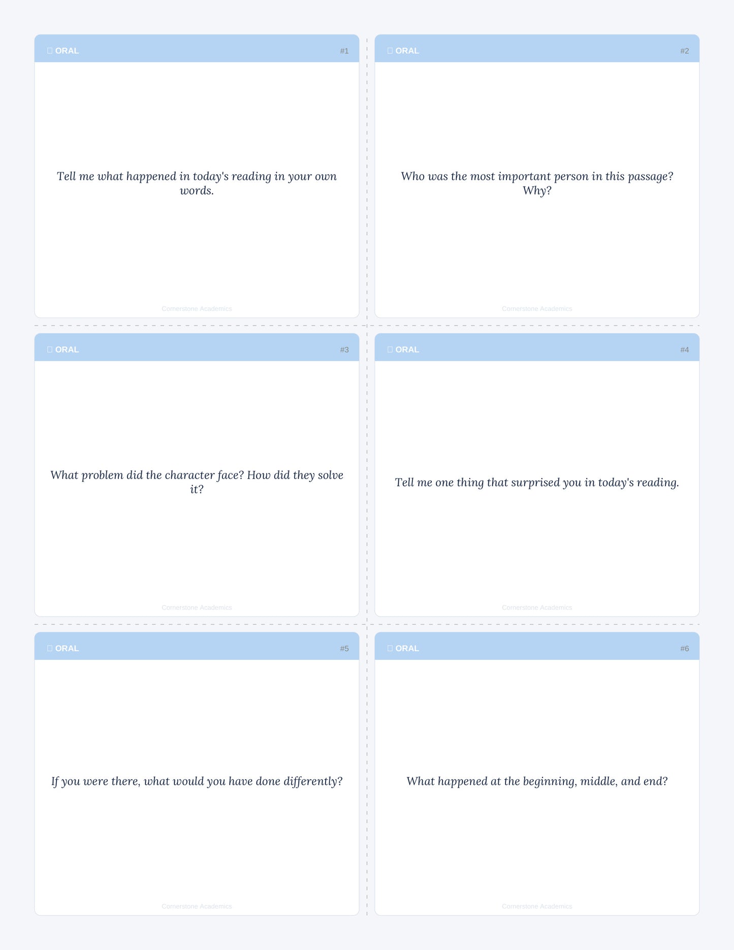 Cornerstone Academics Narration Prompt Cards – Classical Homeschool Edition (Free)