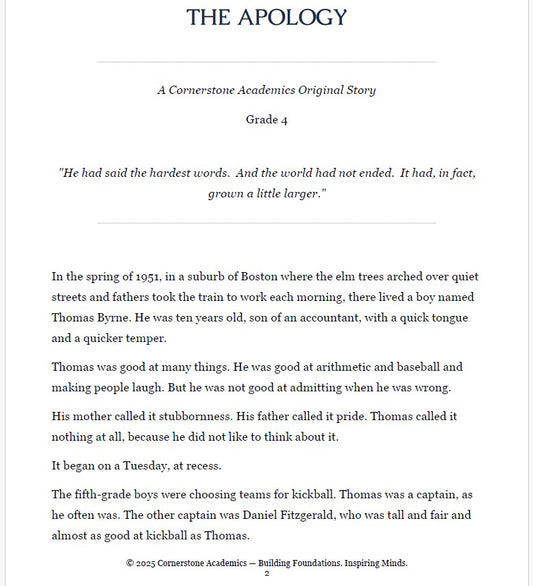 The Apology | Grade 4 Literature Packet