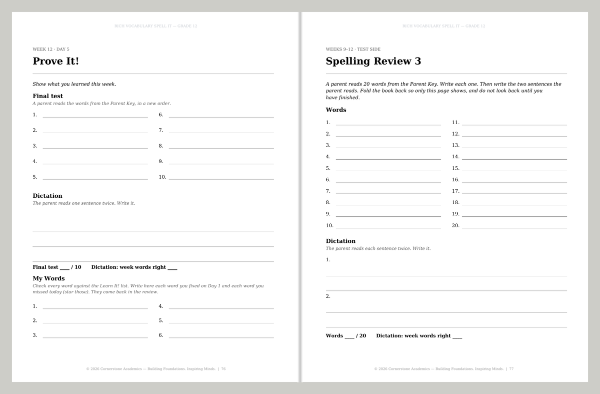 Spell It, Grade 12 Student Book + Parent Key