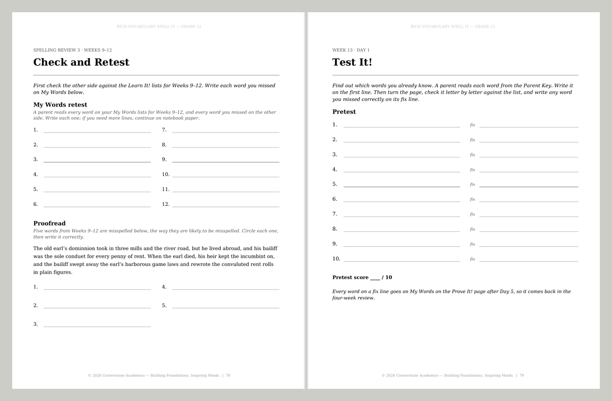 Spell It, Grade 12 Student Book + Parent Key