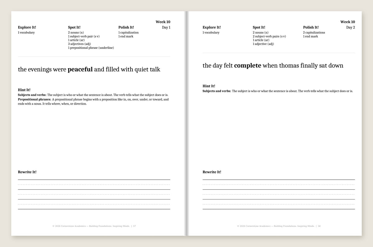 Grade 3 Grammar: First Light Complete Set (Color) — Week 10, Days 1–2