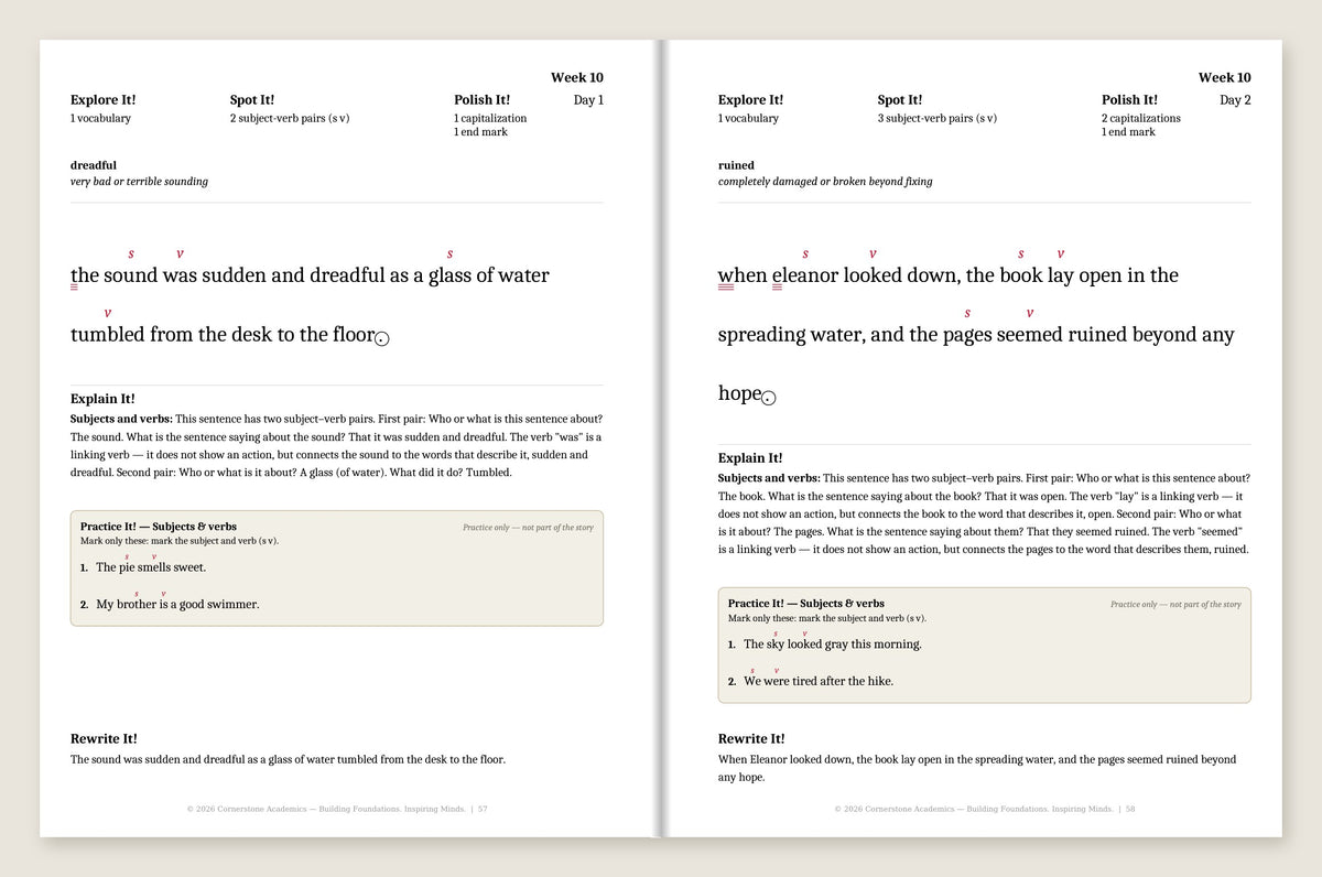 Grade 4 Grammar: Morning Light Teacher’s Edition — Week 10, Days 1–2