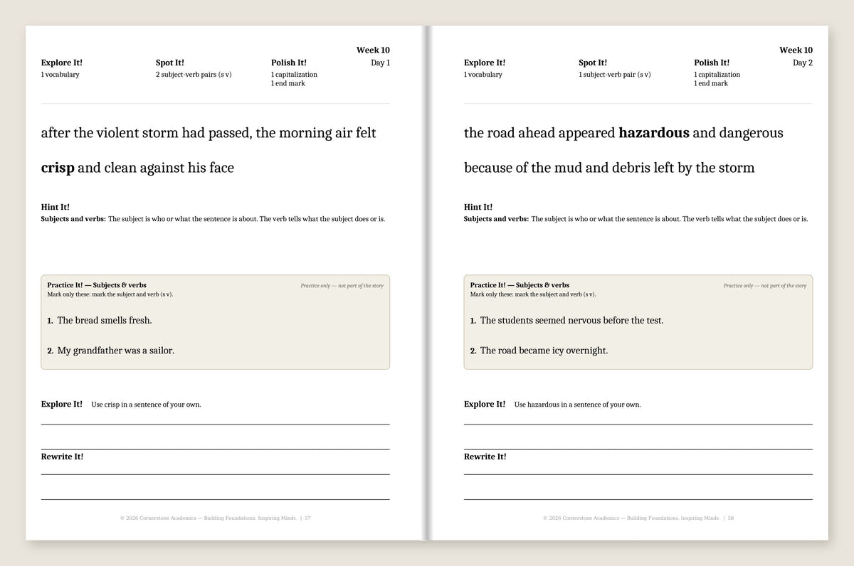 Grade 5 Grammar: Clear Day Complete Set (Color) — Week 10, Days 1–2