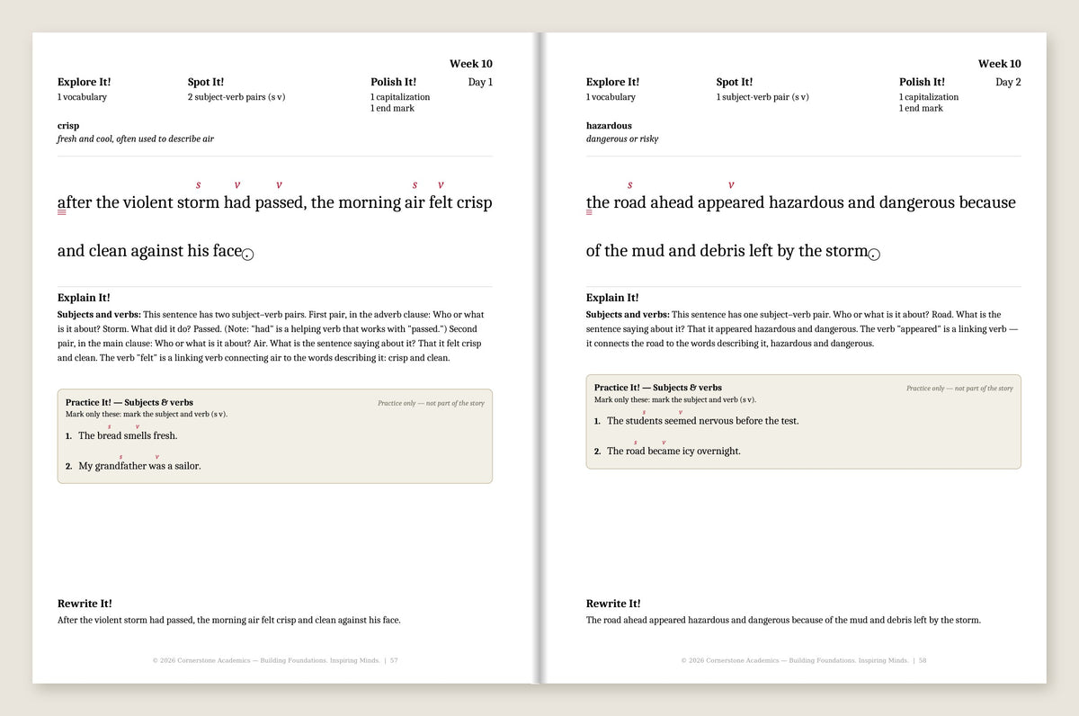 Grade 5 Grammar: Clear Day Complete Set (Color) — Week 10, Days 1–2