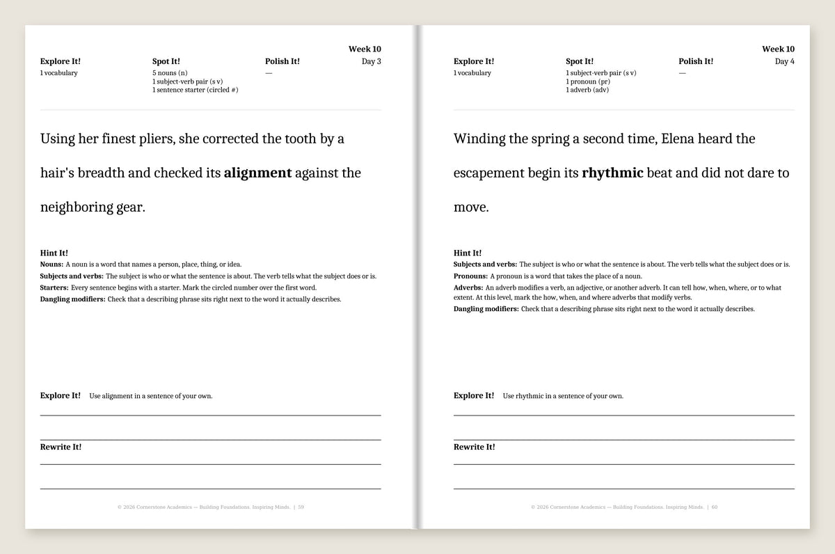 Grade 6 Grammar: Watchfire Student Workbook — Week 10, Days 3–4