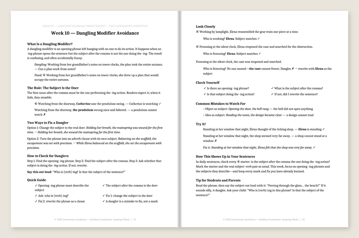 Grade 6 Grammar: Watchfire Complete Set Color — Week 10 Know It! pages