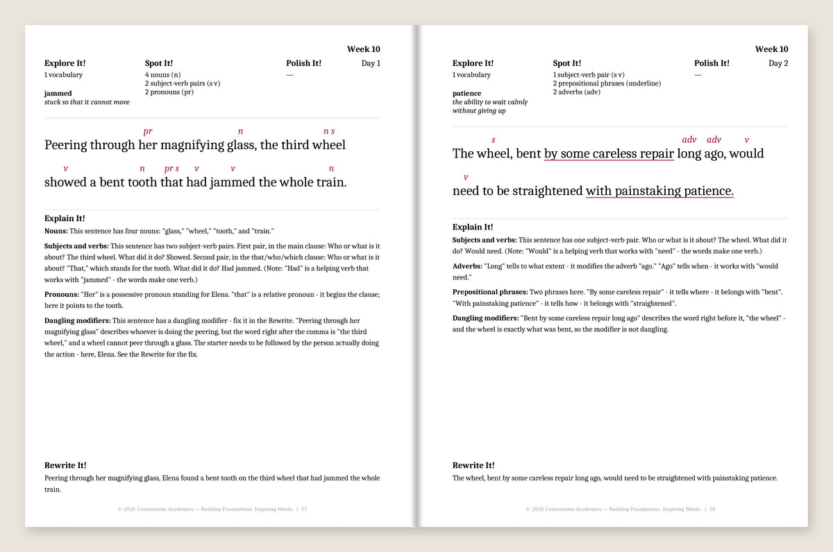Grade 6 Grammar: Watchfire Complete Set Color — Week 10, Days 1–2