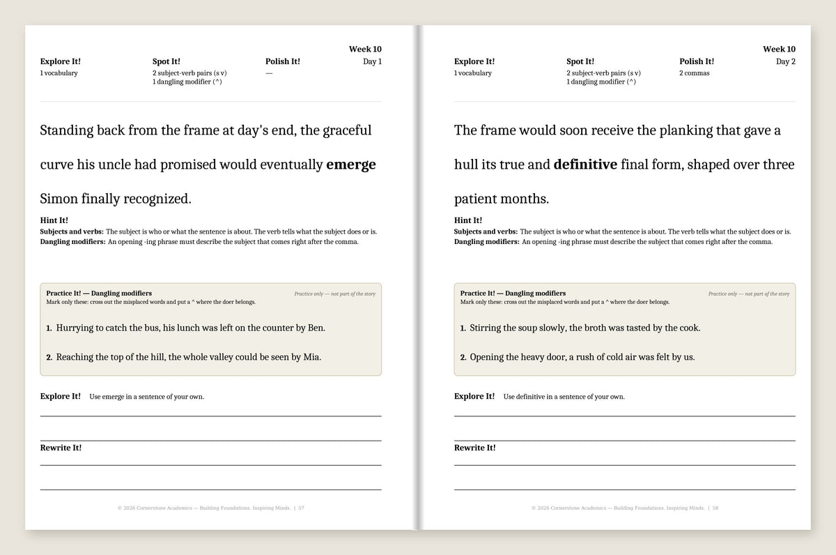 Grade 7 Grammar: Steady Flame Student Workbook — Week 10, Days 1–2
