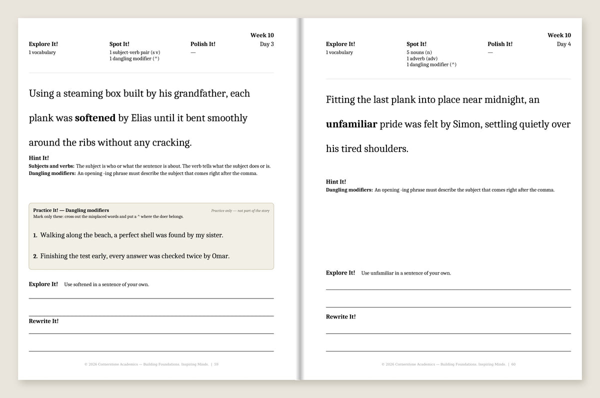 Grade 7 Grammar: Steady Flame Complete Set (Color Teacher’s Edition) — Week 10, Days 3–4
