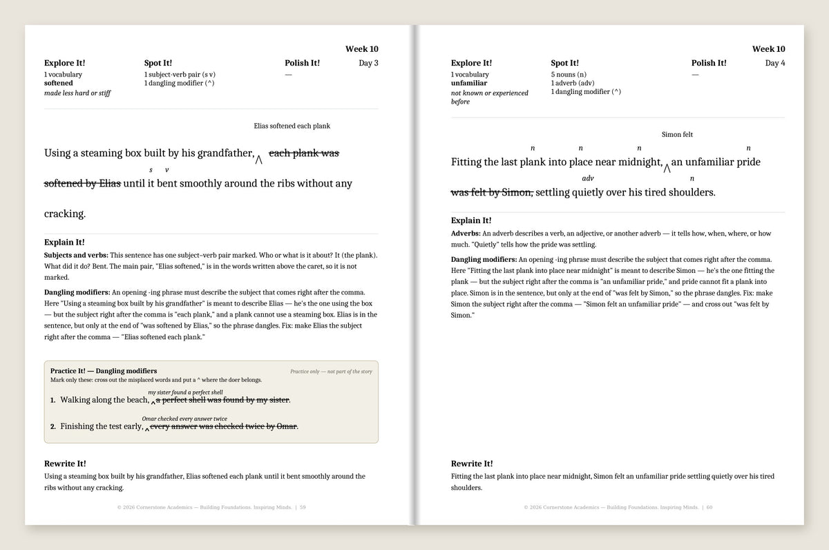 Grade 7 Grammar: Steady Flame Teacher’s Edition (Black & White) — Week 10, Days 3–4