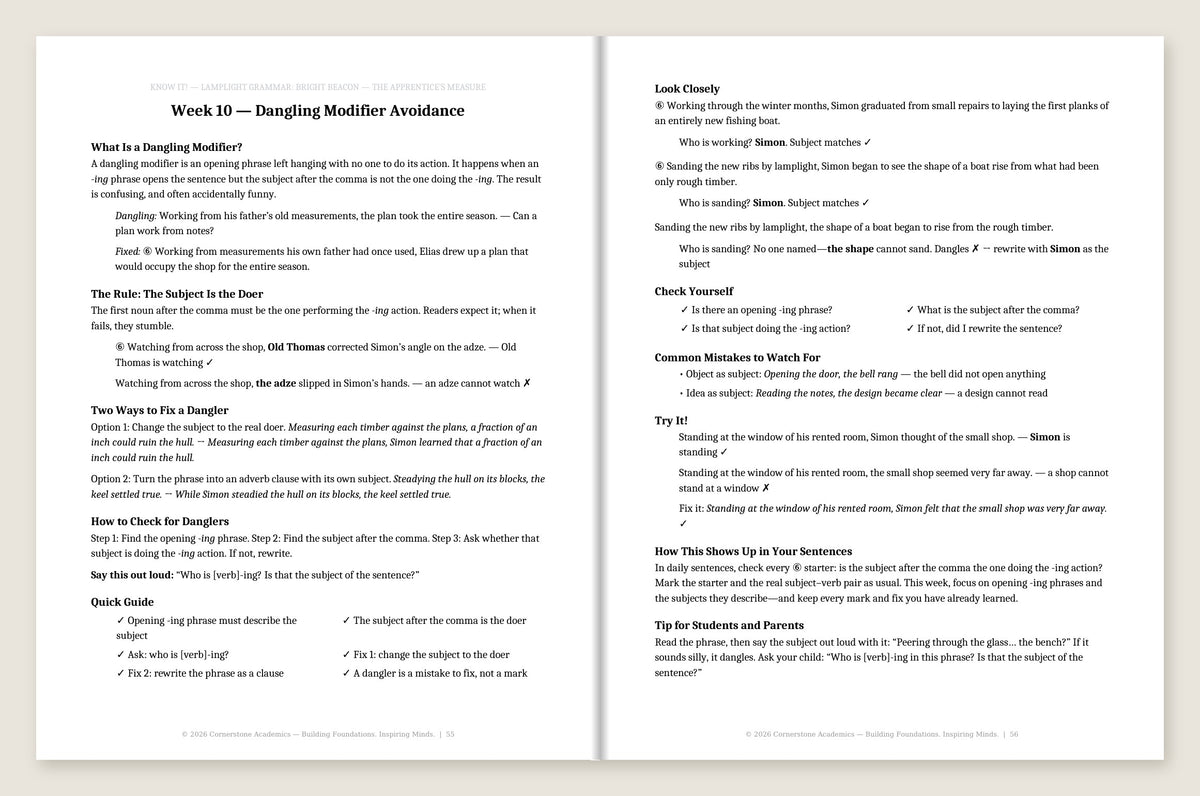 Grade 7 Grammar: Steady Flame Teacher’s Edition (Color — markups in red) — Week 10 Know It! pages