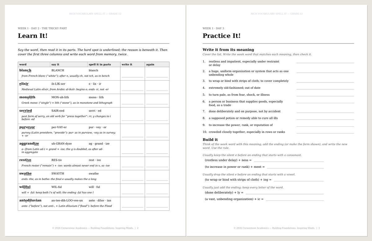 Spell It, Grade 12 Student Book + Parent Key
