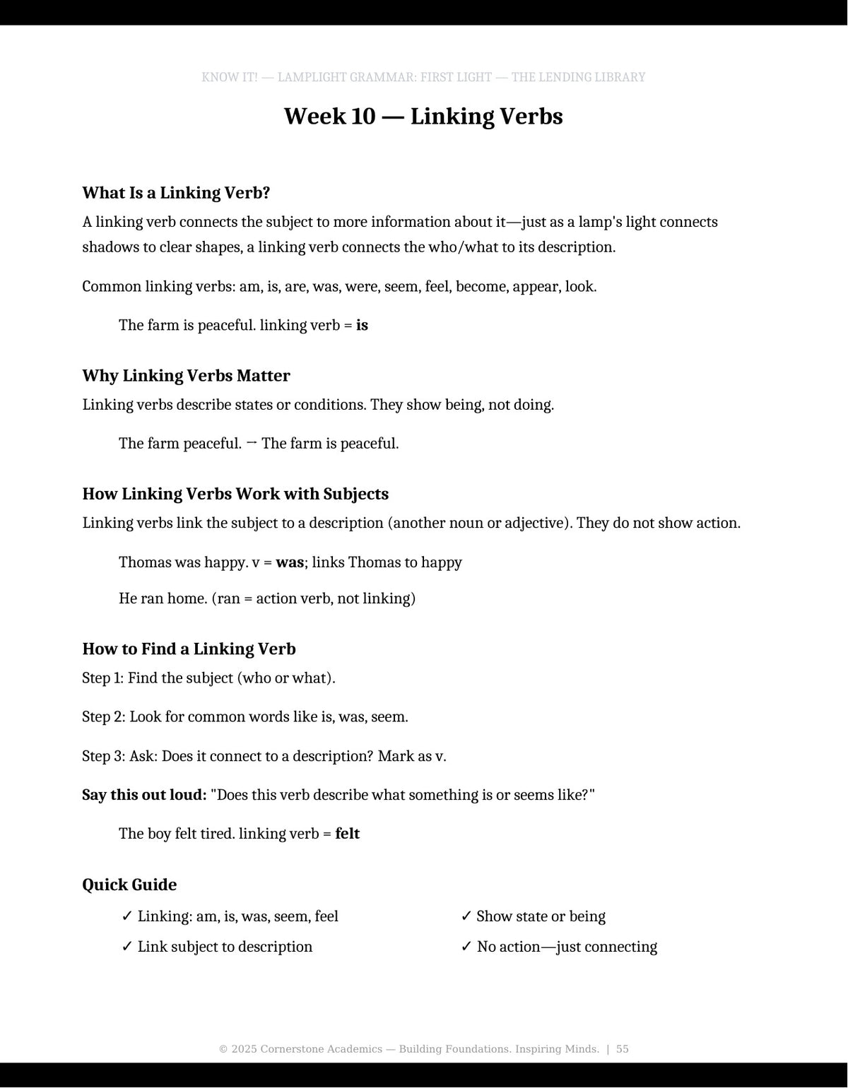 Week 10 lesson page from Grade 4 Grammar, Grade 4 grammar curriculum