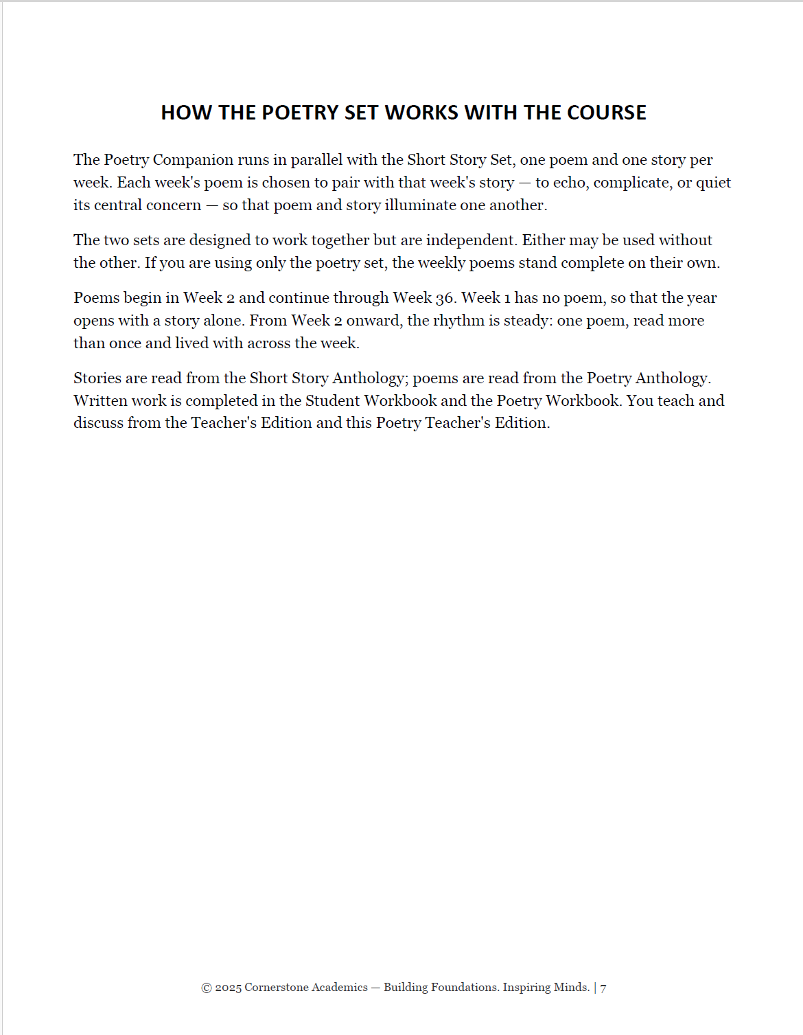 Vanguard Literature Grade 6 — Poetry Companion Teacher's Edition | Cornerstone Academics