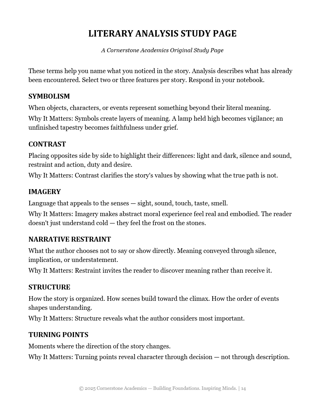 Literary Analysis study page from The Baker's Daughter — Grade 6 Free Sample, Grade 6 literature packet