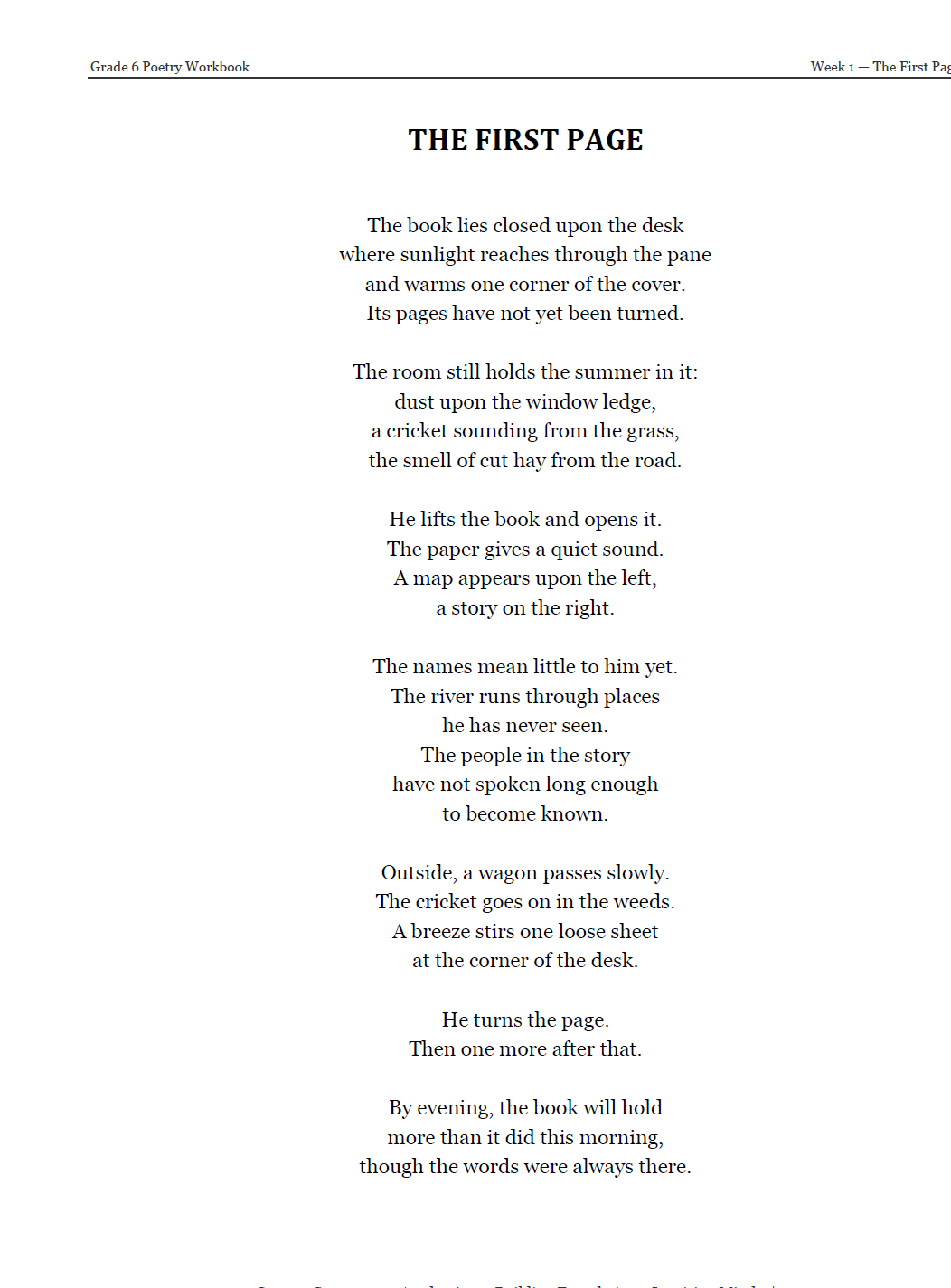 Vanguard Literature Grade 6 — Poetry Companion Student Workbook | Cornerstone Academics