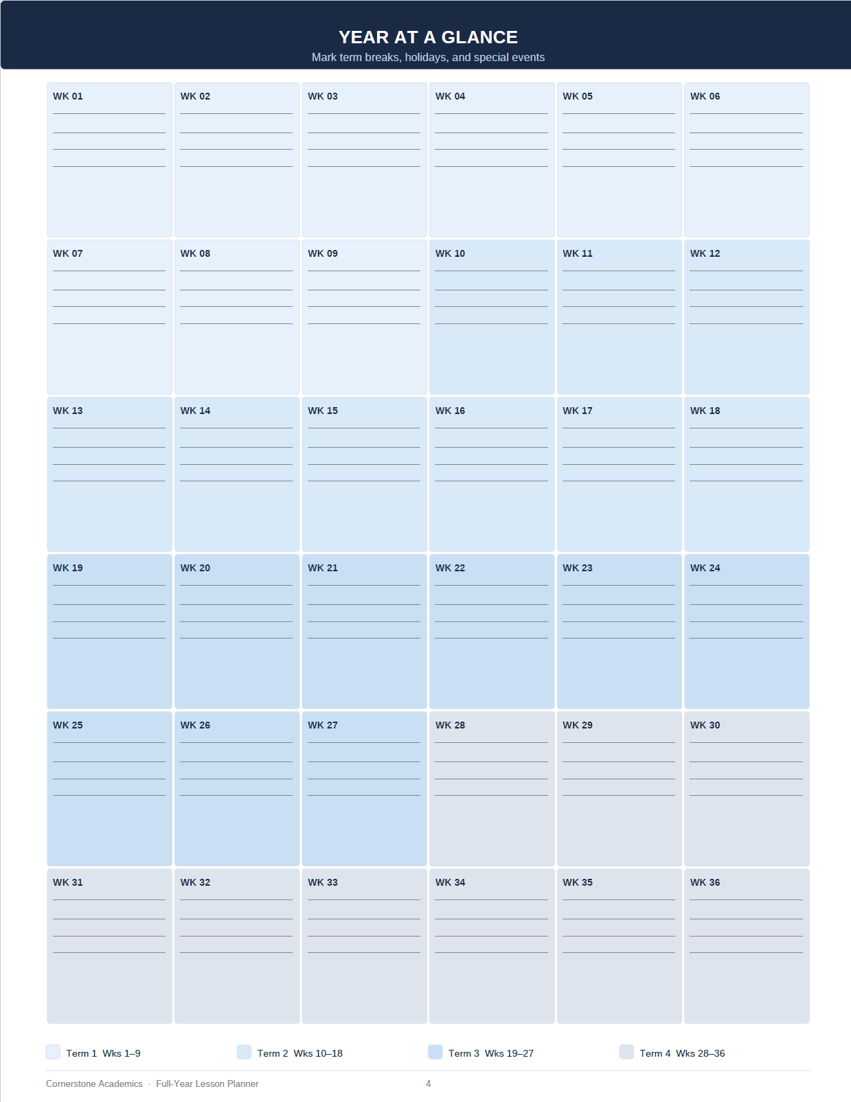 Cornerstone Academics Full-Year Lesson Planner – Classical Homeschool Edition (Free)