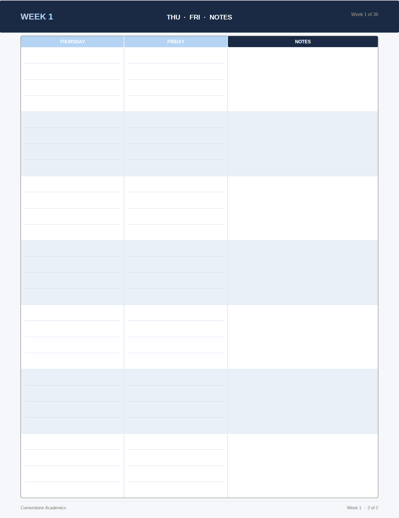 Cornerstone Academics Multi-Child Lesson Planner – 2 Students