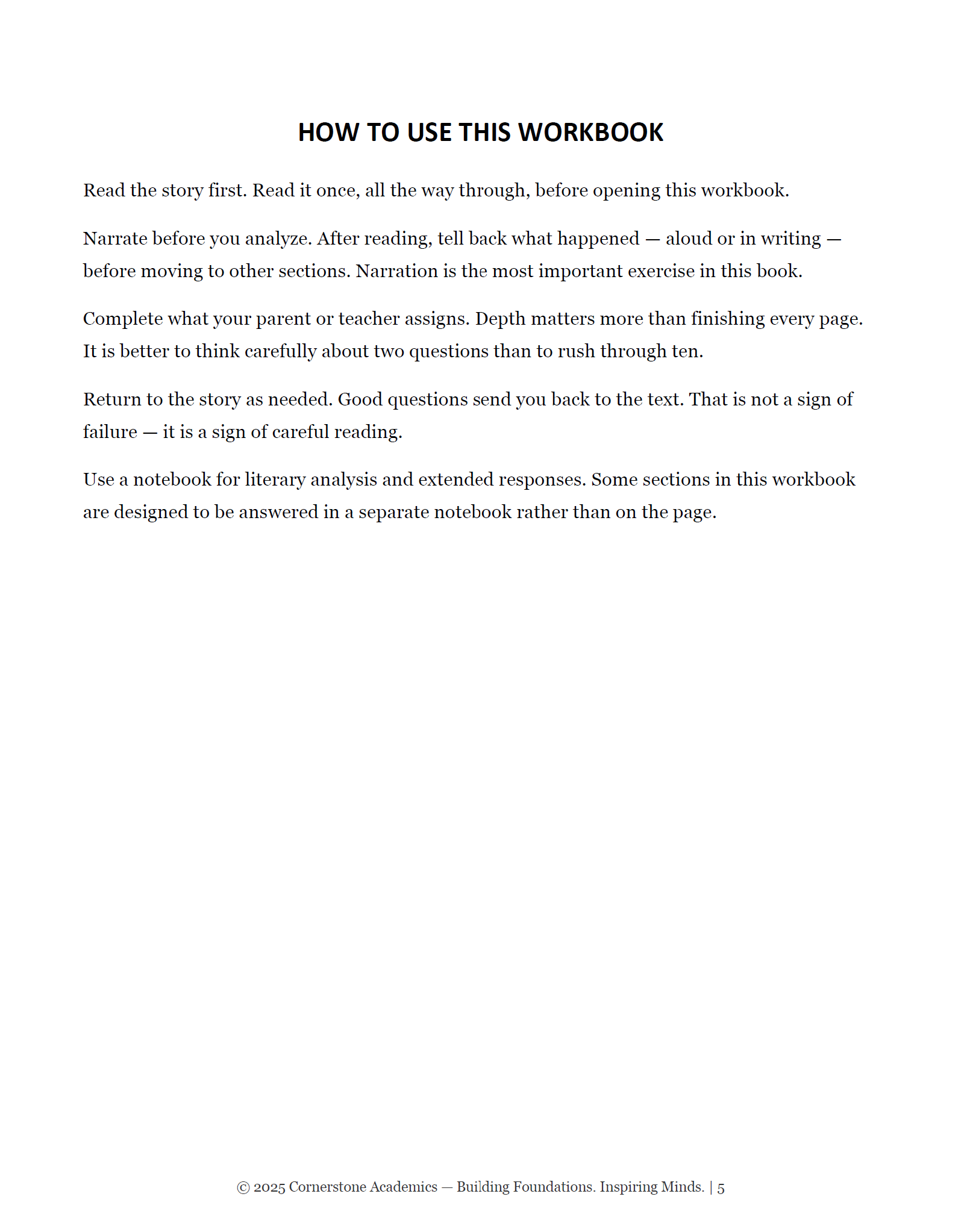 Sample page 2 from Grade 9 Literature Student Workbook Set, Grade 9 homeschool curriculum