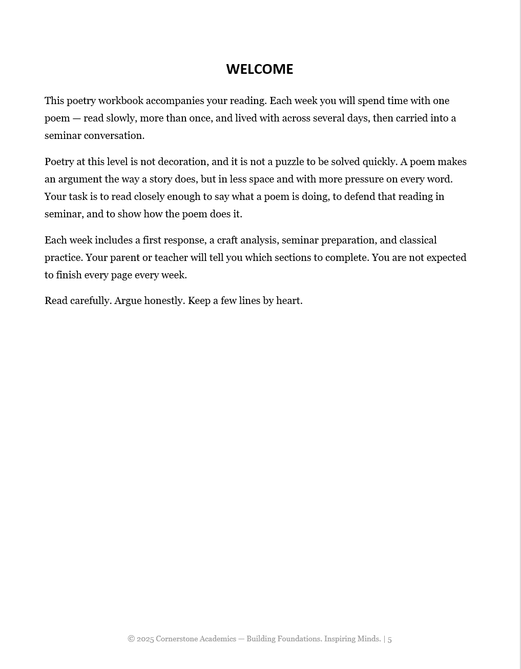 Poetry Companion Student Workbook