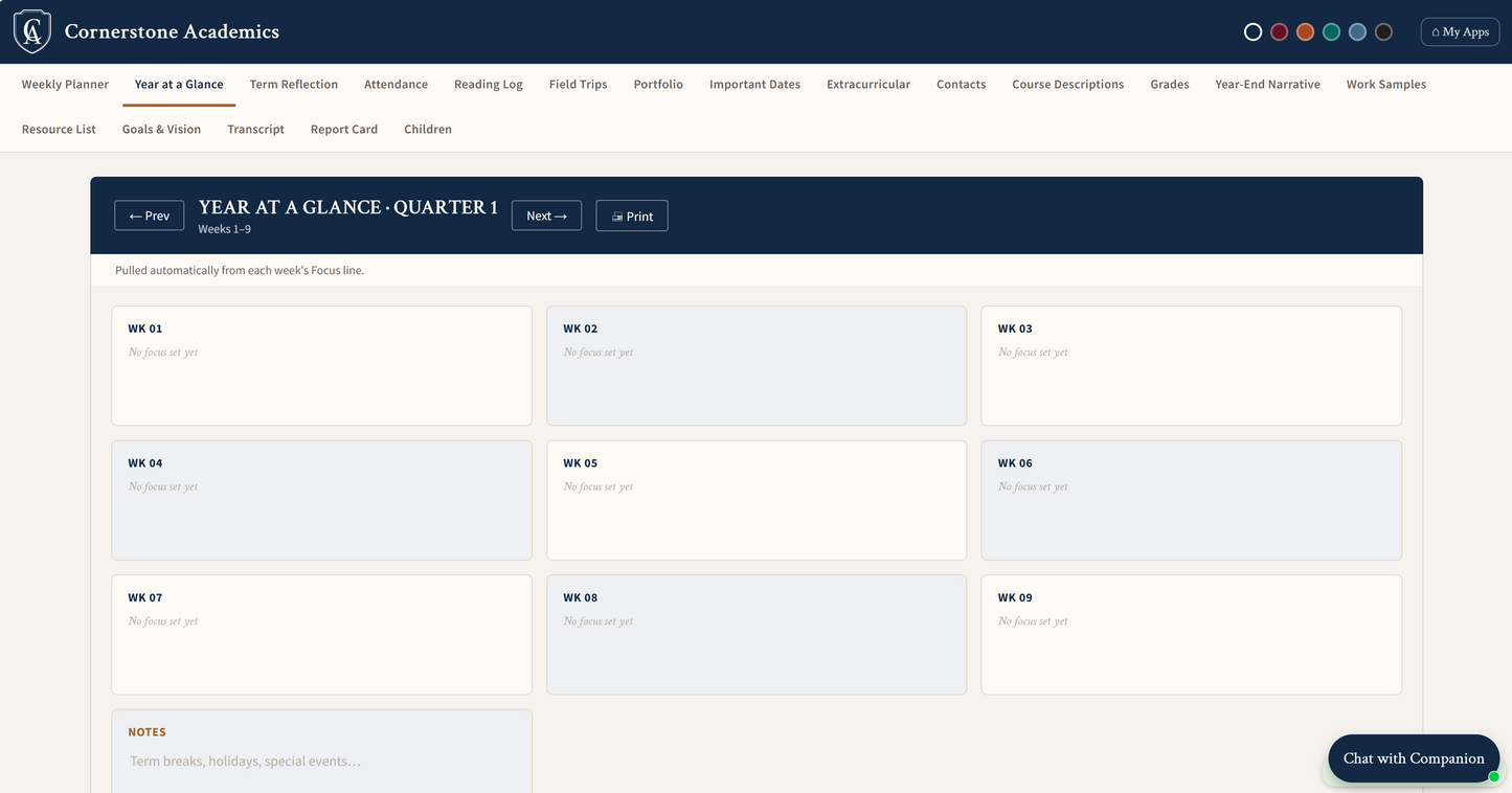 App screen from Homeschool Planner App