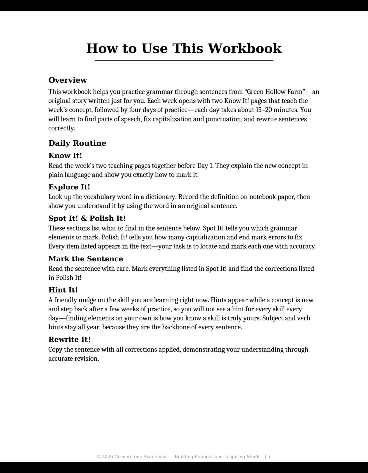Sample page 1 from Grade 3 Grammar: First Light — Student Workbook, Grade 3 grammar curriculum