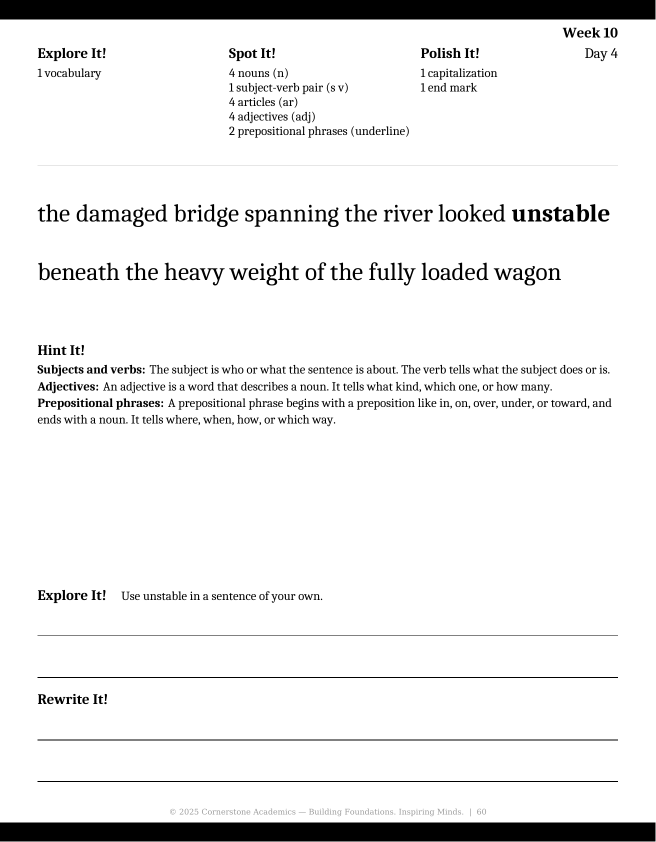 Sample page 6 from Grade 5 Grammar: Clear Day — Student Workbook, Grade 5 grammar curriculum