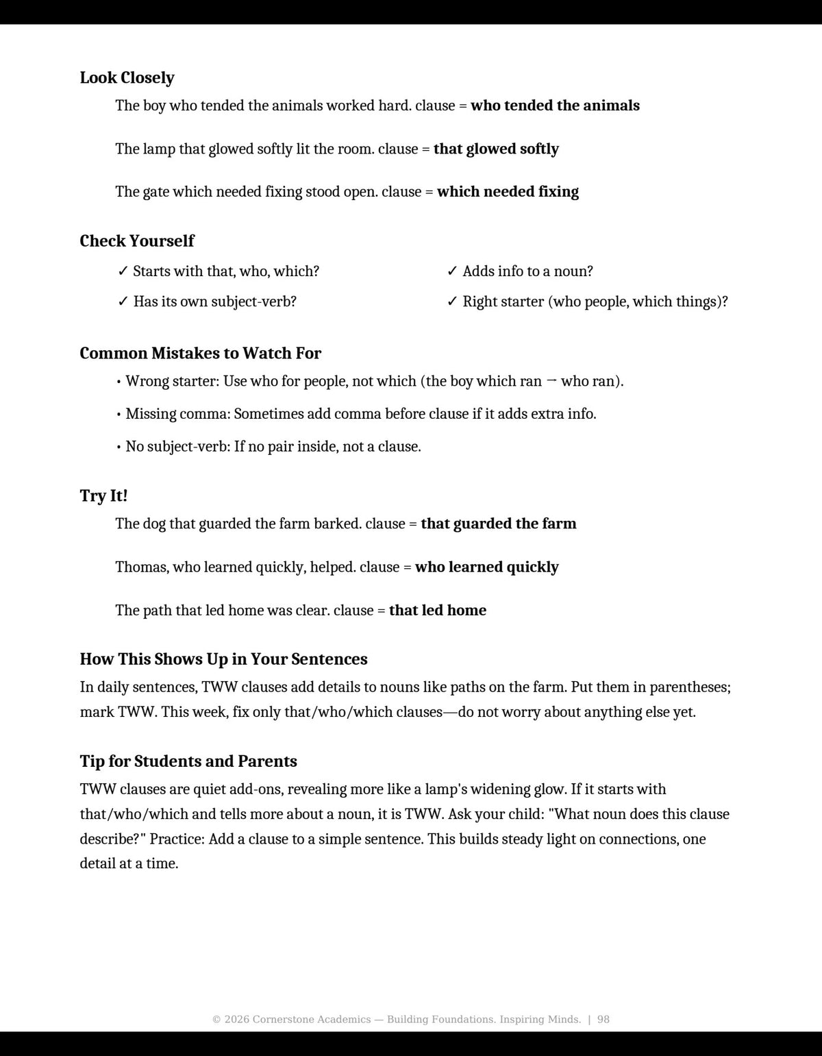 Week 17 lesson page from Grade 3 Grammar, Grade 3 grammar curriculum