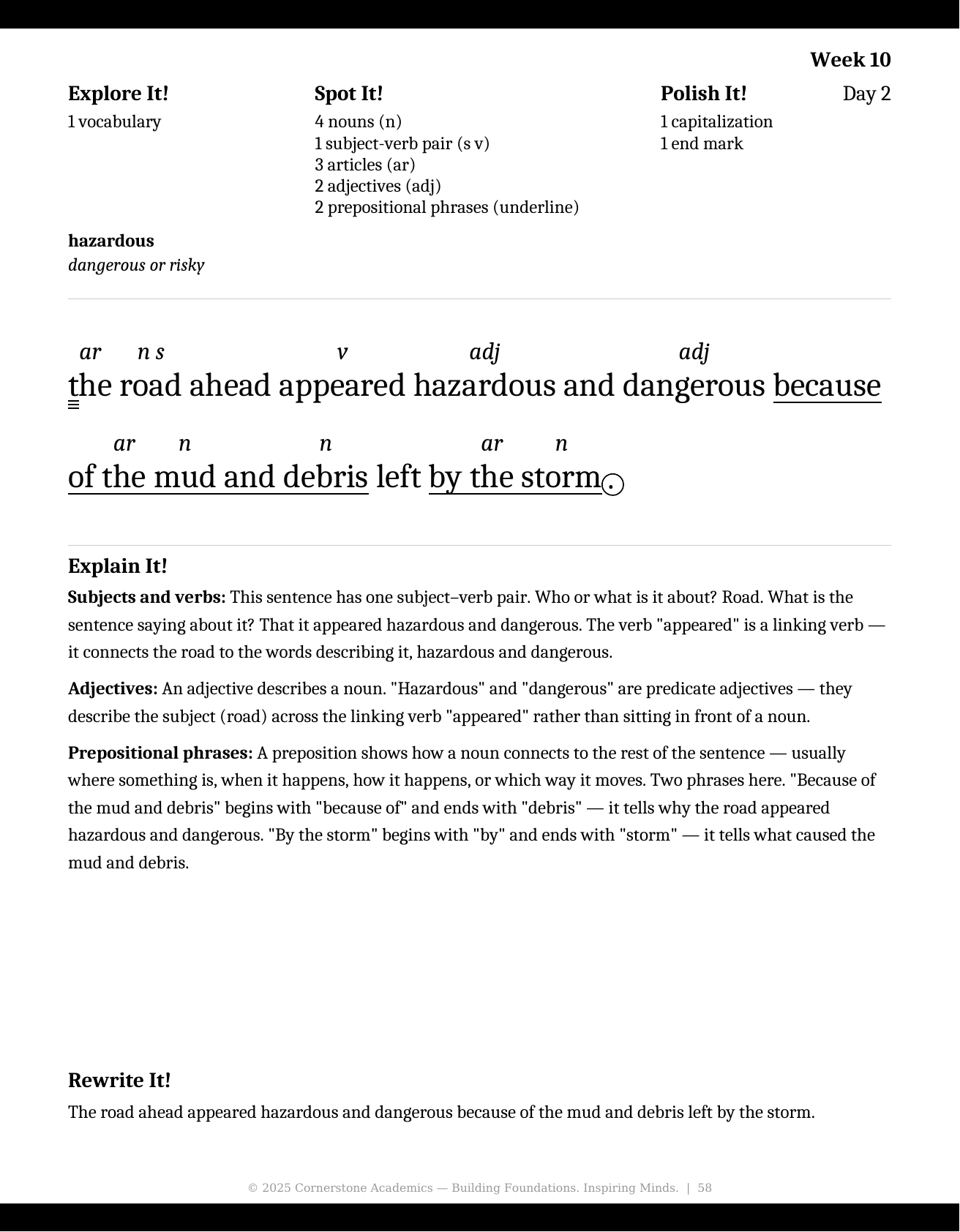 Sample page 4 from Grade 5 Grammar, Grade 5 grammar curriculum