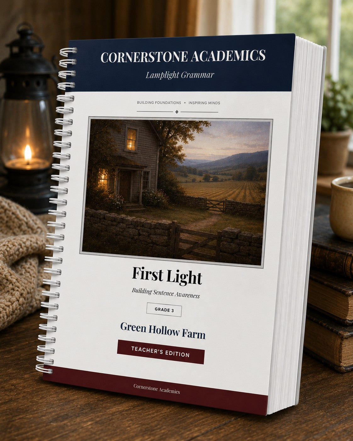 Front cover of Grade 3 Grammar: First Light — Teacher’s Edition (Color — markups in red), a Grade 3 grammar curriculum