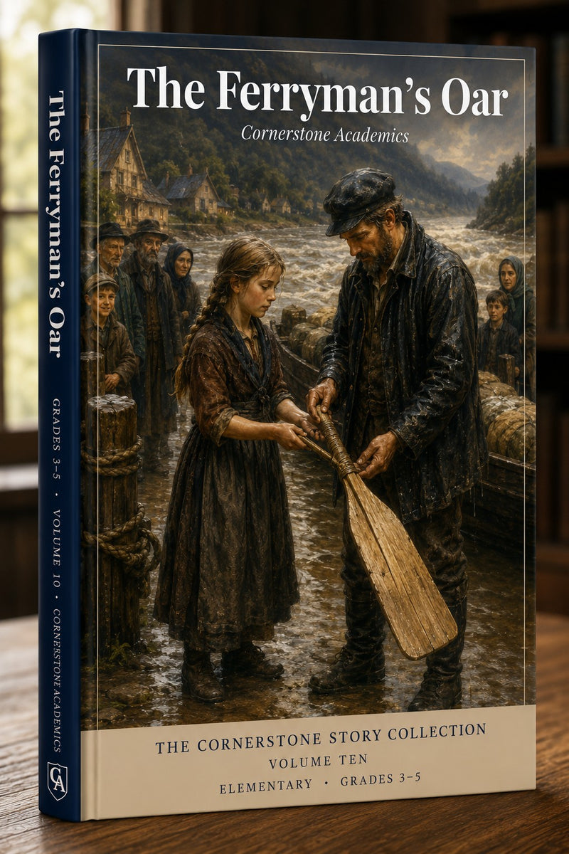 Front cover of The Ferryman's Oar, Volume 10, a Grades 3-5 story collection from Cornerstone Academics