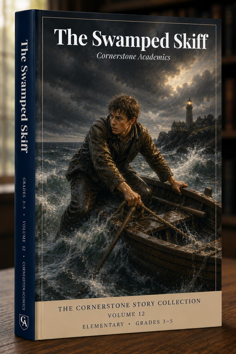 Front cover of The Swamped Skiff, Volume 12, a Grades 3-5 story collection from Cornerstone Academics