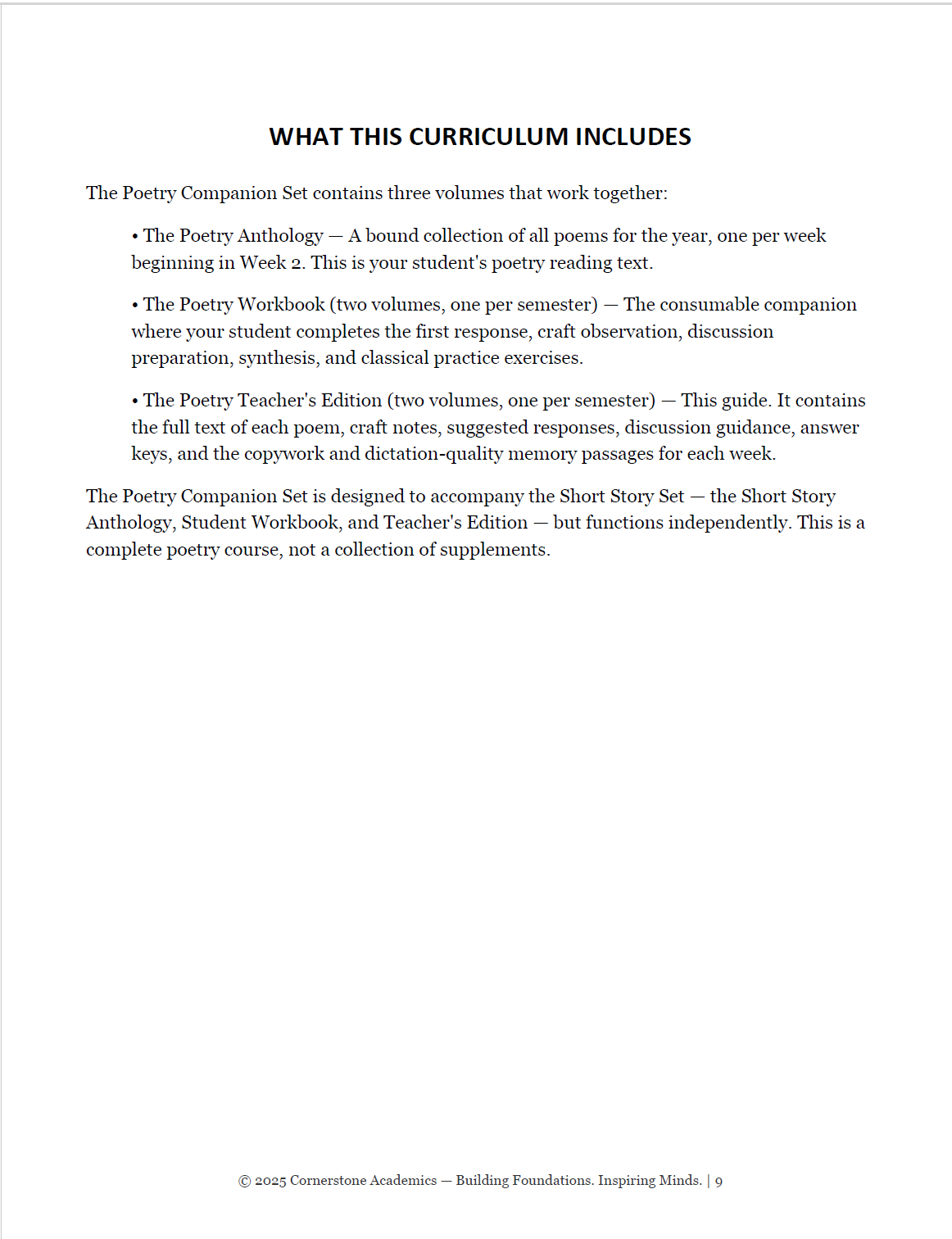 Vanguard Literature Grade 6 — Poetry Companion Teacher's Edition | Cornerstone Academics