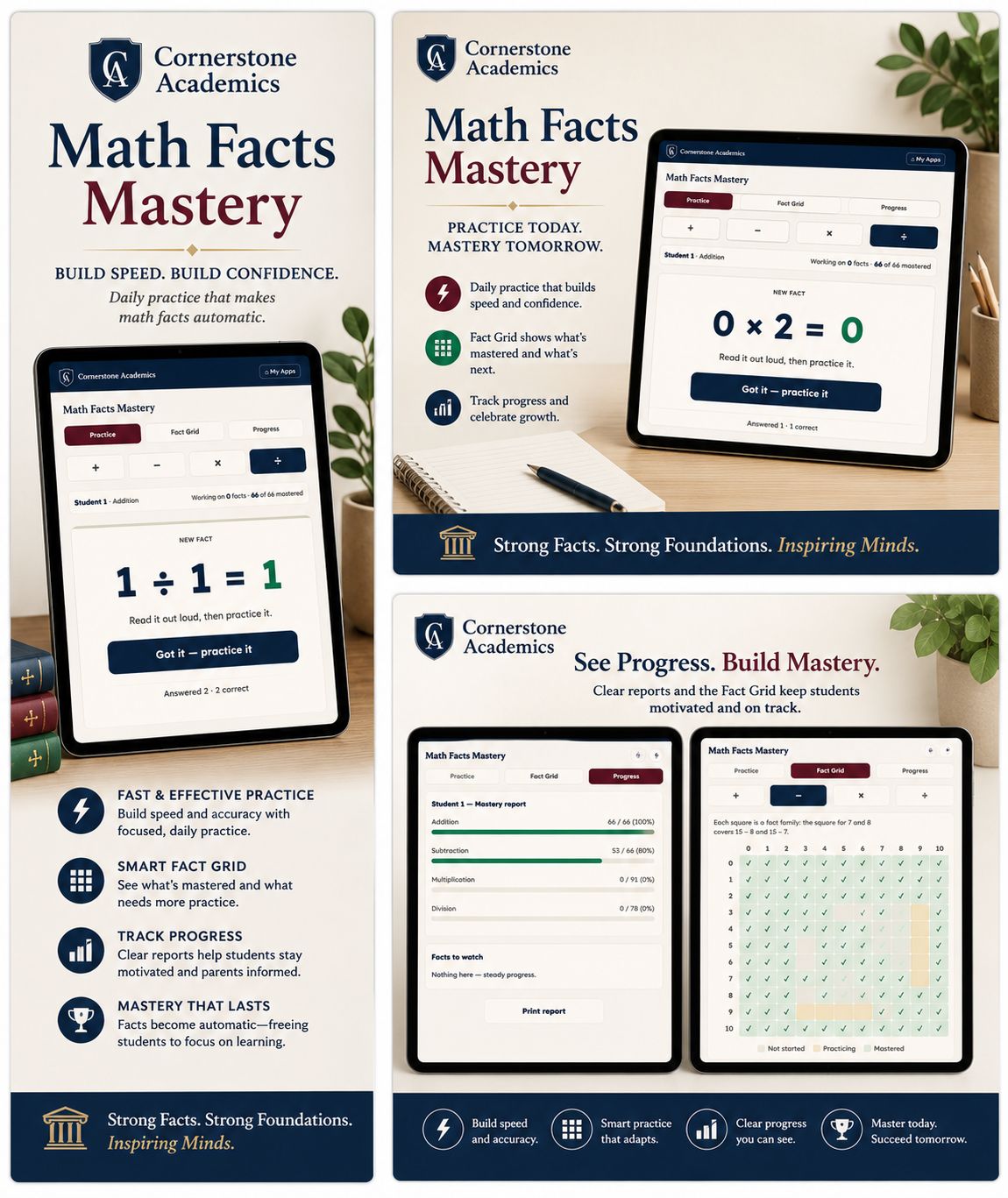 Sample page 3 from Math Facts Mastery App