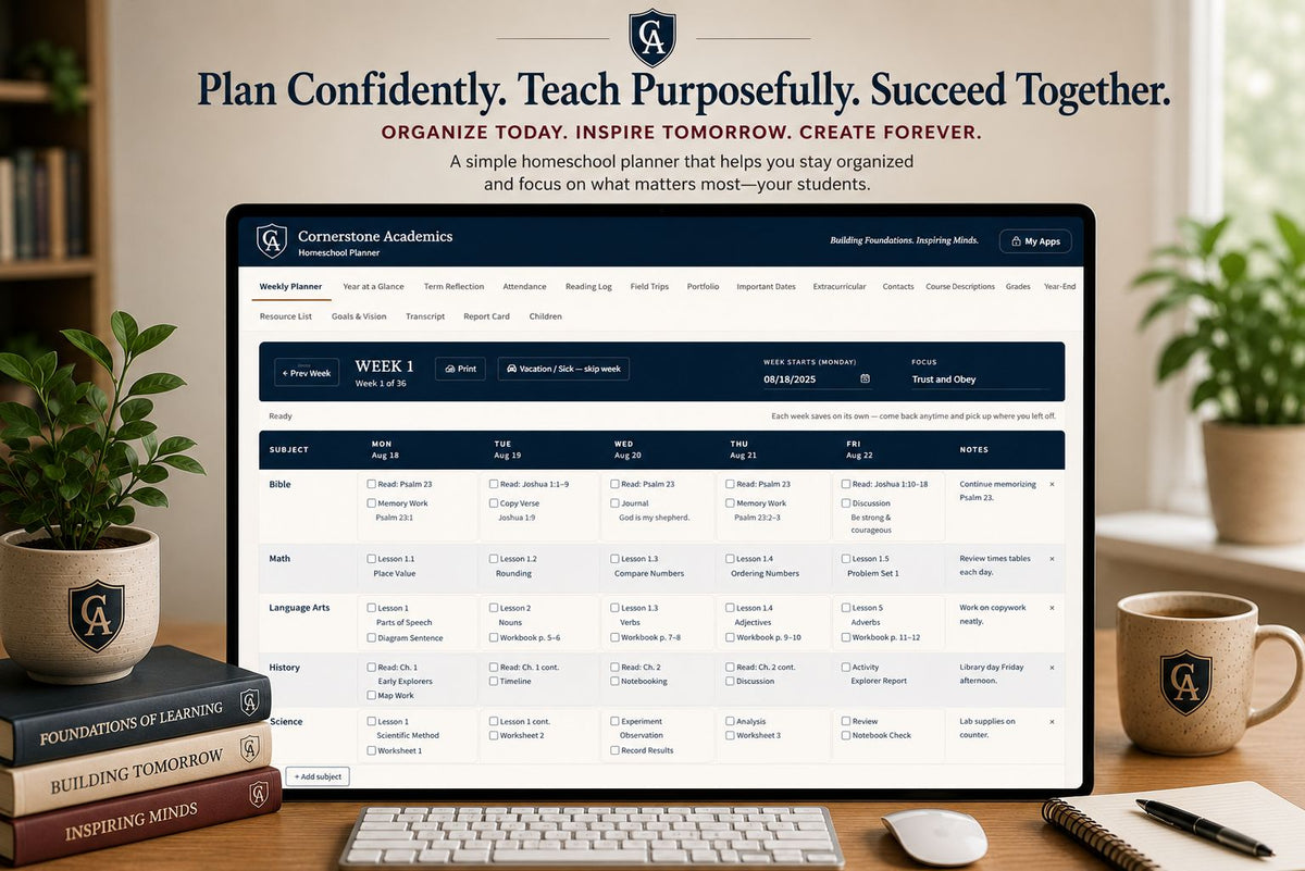 Front cover of Homeschool Planner App, a homeschool resource from Cornerstone Academics
