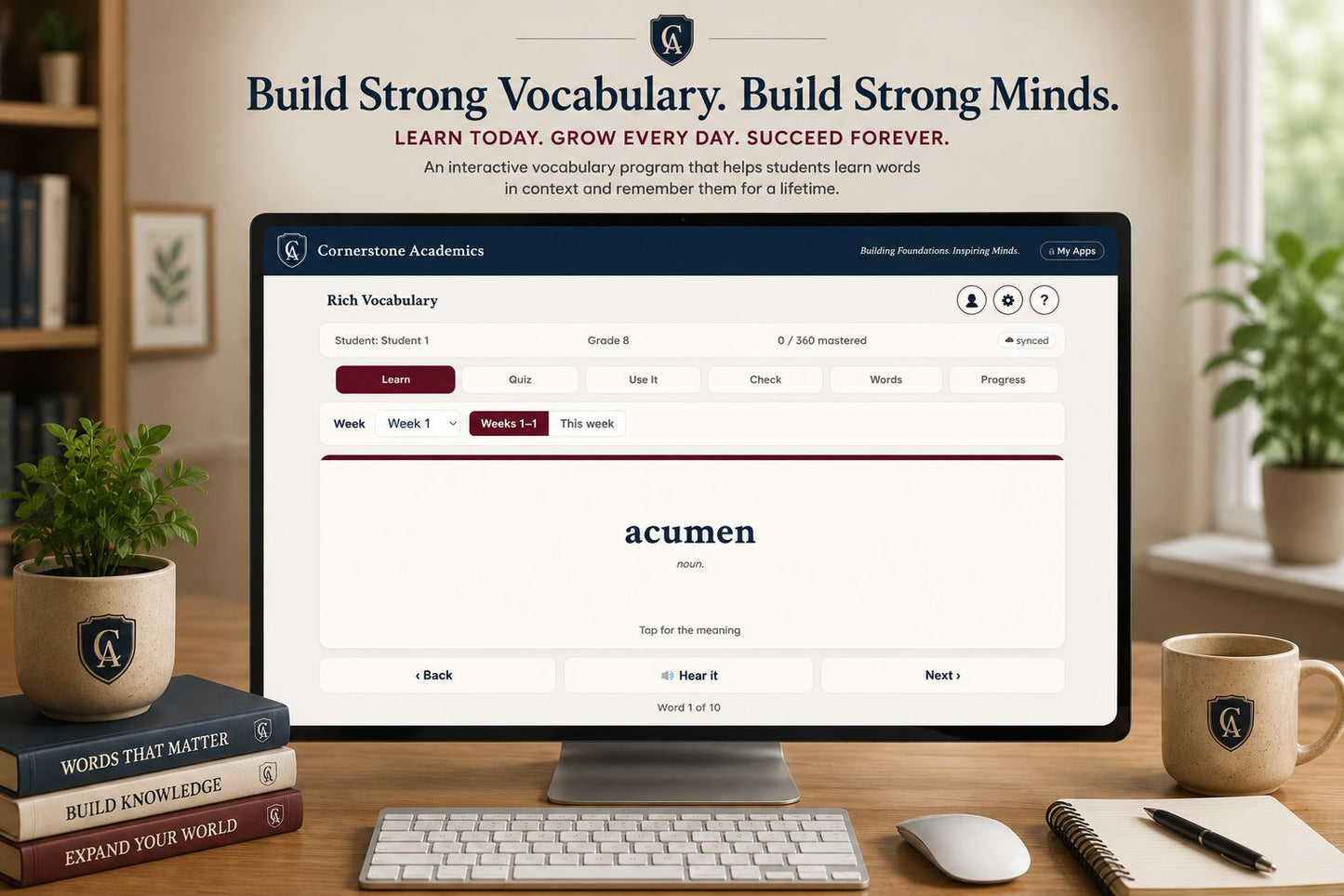 Sample page 1 from Rich Vocabulary — Interactive Vocabulary Practice App, Grades 3-12 homeschool curriculum