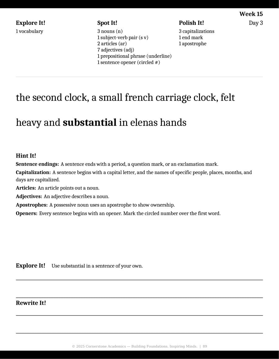 Sample page 6 from Watchfire Grammar — Student Workbook, Grade 6 grammar curriculum