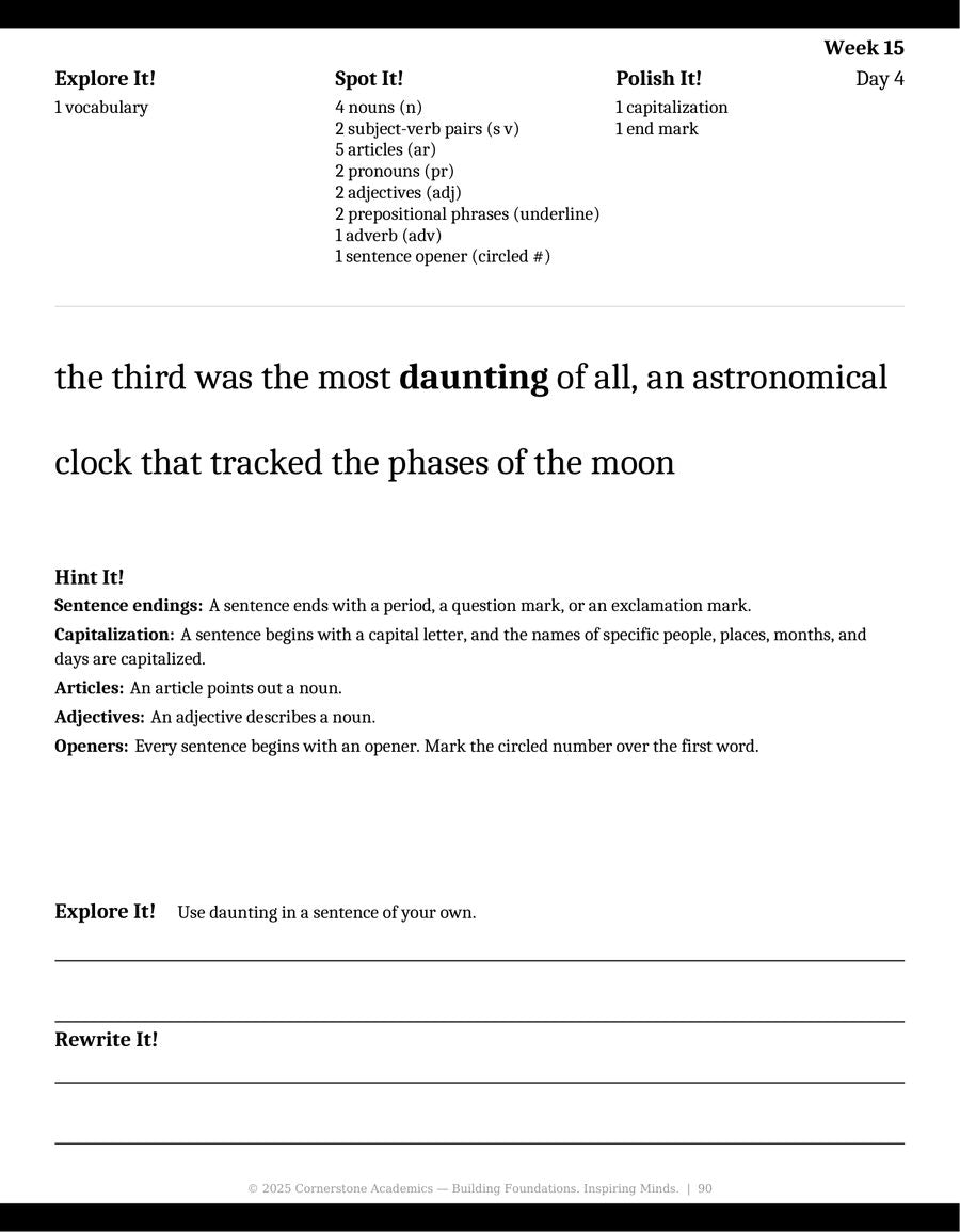 Sample page 3 from Watchfire Grammar — Student Workbook, Grade 6 grammar curriculum