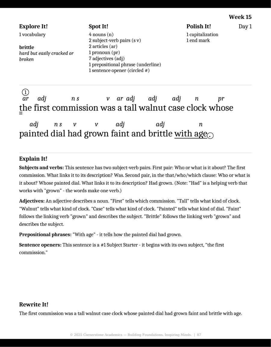 Sample page 5 from Watchfire Grammar — Teacher’s Edition B & W, Grade 6 grammar curriculum